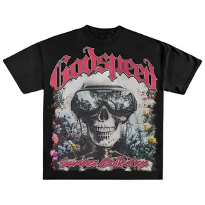 Godspeed Floral Skull Skeleton Vintage Streetwear Graphic Tee T-Shirt