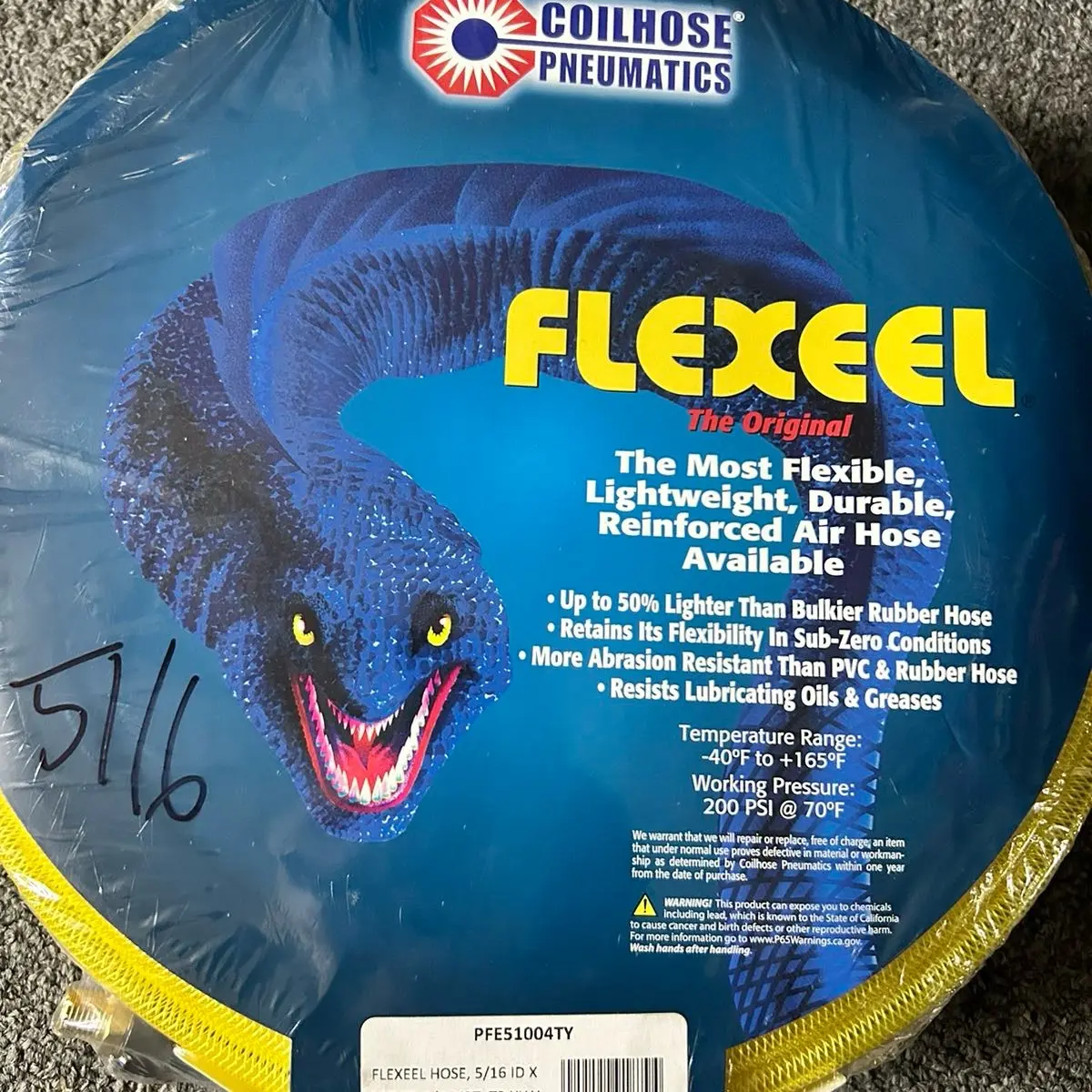 Coilhose flexeel 5/16”x 100’ yellow Coilhose flexeel 5/16”x 100’ yellow