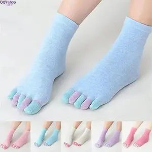 6-Pair Women’s Cotton Five-Toe Socks, Breathable Crew Ankle Split-Toe Athletic Socks, Soft Comfortable Cotton Socks for Running, Fitness Training, Casual Wear, and Outdoor Activities, Lightweight Daily Sport Socks for Women