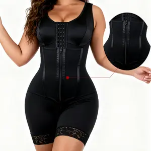 Fajas Colombianas Tummy Control Body Shaper for Women Double Compression Postpartum Body Shaper with Zipper Hooks Black Lace Trim Fajas Moldeadoras Colombianas Stunna Corset Set in Baddies Adjustable Womenswear Waist Trainer