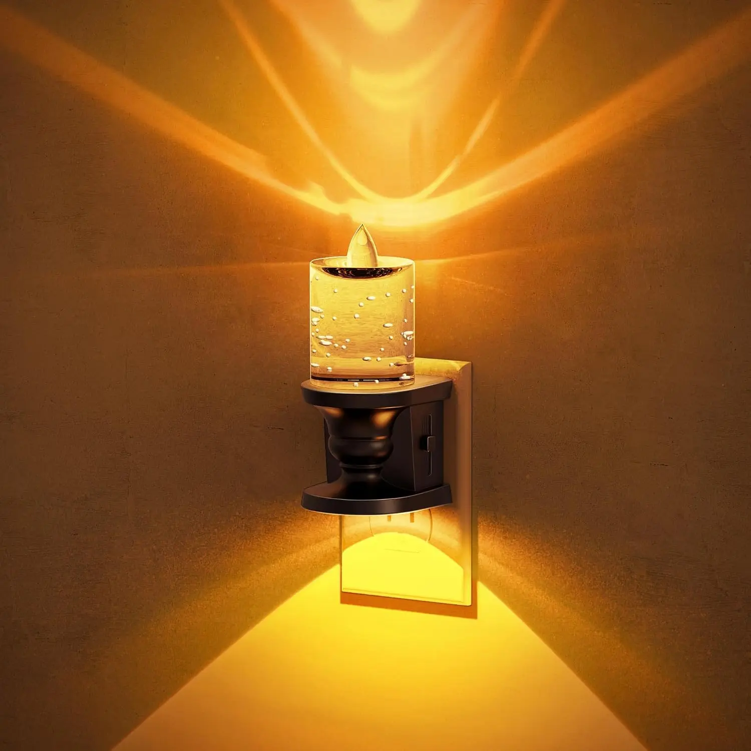 Night Light, Candle Amber Night Lights Plug into Wall, 1 Pack