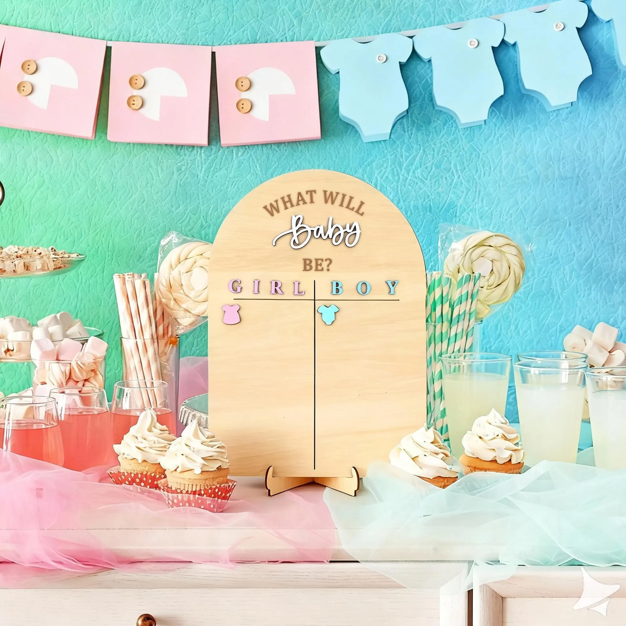 Gender Reveal Wooden Party Display Board, Baby Gender Guessing Decoration, Arch Shape Voting Board, Boy & Girl Announcement, Party Decorations