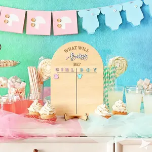 Gender Reveal Wooden Party Display Board, Baby Gender Guessing Decoration, Arch Shape Voting Board, Boy & Girl Announcement