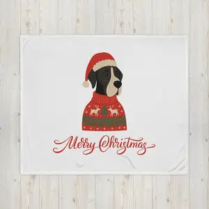 Great Dane Christmas Sweater Throw Blanket