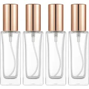 4 Packs 30ml Glass Perfume  Bottles with Rose  Caps Refillable Empty Atomizer Containers 1Oz Travel Perfume Bottle for Essential Oils, Travel, DIY Scents