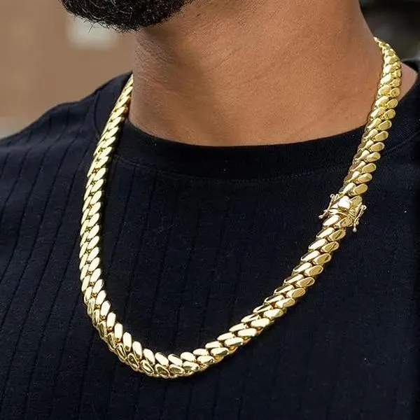 18K Gold Plated Cuban Link Chain Necklace Fashion Jewelry Miami Copper Cuban Link Chains Mens Necklaces Hip Hop Jewelry8-22mm