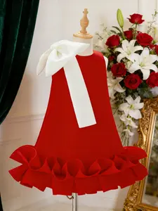 Girls 3D bow-embellished ruffled tutu skirt for birthday parties piano shows runway performances and other special occasions