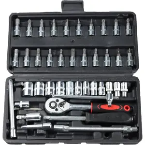Drive Socket Ratchet Wrench Screwdriver Set, 1/4 Inch Metric Socket and Ratchet Wrench Set with Extension Bar, Upgrade Compact Tool Set for Car