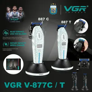 VGR Hair Clippers Professional Rechargeable Right Taper Trimmer 9000RPM Blue Ceramic Blade Hair Clippers For man V-887C V-887T