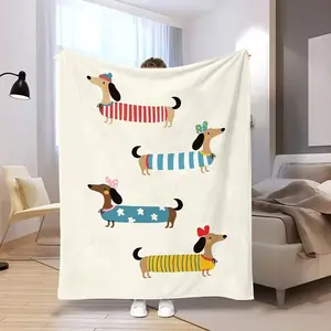Soft Funny Throw Blanket A Cute Sausage Dog Blanket Made of Polyester, Soft And Comfortable with High-Definition Printing, Perfect for Dorms, Sofas, Offices, Beds, Camping, Traveling, And Makes a Great Gift