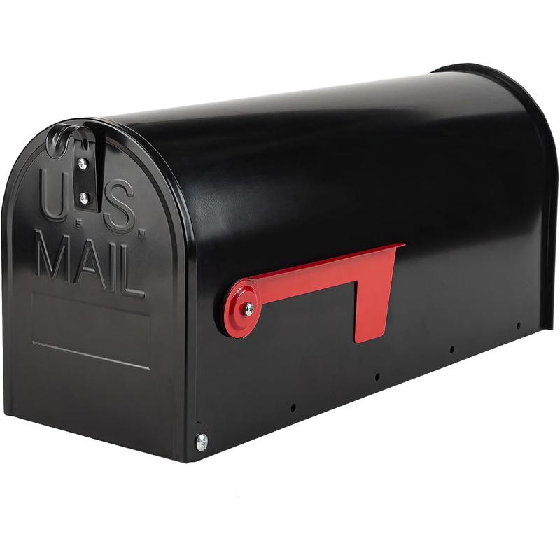 Black Metal Mailboxes for Outside Post Mount, Standard Mail Box, Galvanized Steel Heavy Duty Mailbox, Medium Capacity, 19 x 8.7 x 6.7 inches sturdy plant stand jewelry display