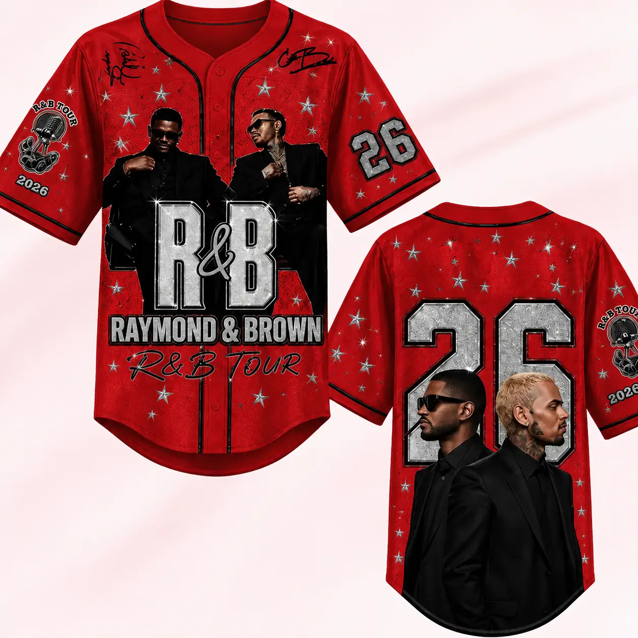 Raymond & Brown R&B Tour Baseball Jersey, Unisex Concert Fan Shirt, Music Lover Apparel, Sports Style Outfit, Festival Gift for Fans