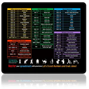 Shortcut-Integrated Mouse Pad with Excel,Word,PowerPoint 11.8"x9.8"|Portable Computer Mousepad, Excel Cheat Sheet Desk Pad Small| Desk Companion
