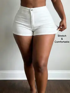 High Elasticity Denim Shorts, Comfortable and Stylish Basic Solid Jean Shorties, Perfect for Everyday Casual Wear, Women's Fashion Bottoms