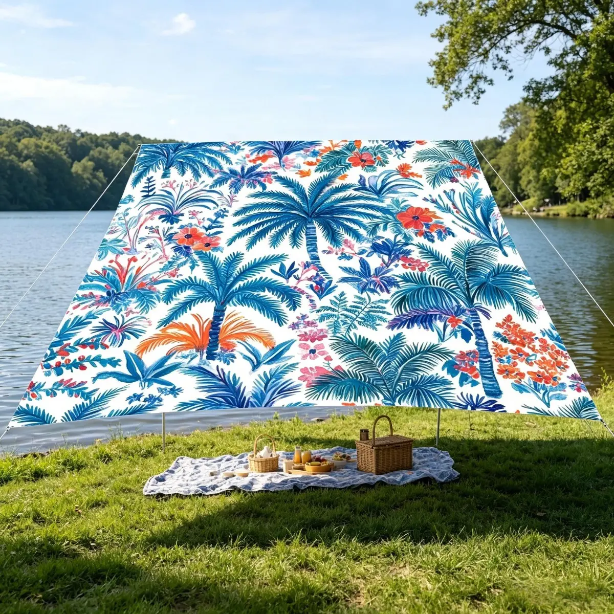 Summer Portable Hiking Camping Sunshade Canopy Uv Protection Family Outdoor Sun Shelter Easy Set Up Park Beach Camping Tent Waterproof Plant Cover Mat Picnic Blanket Ground Sheet