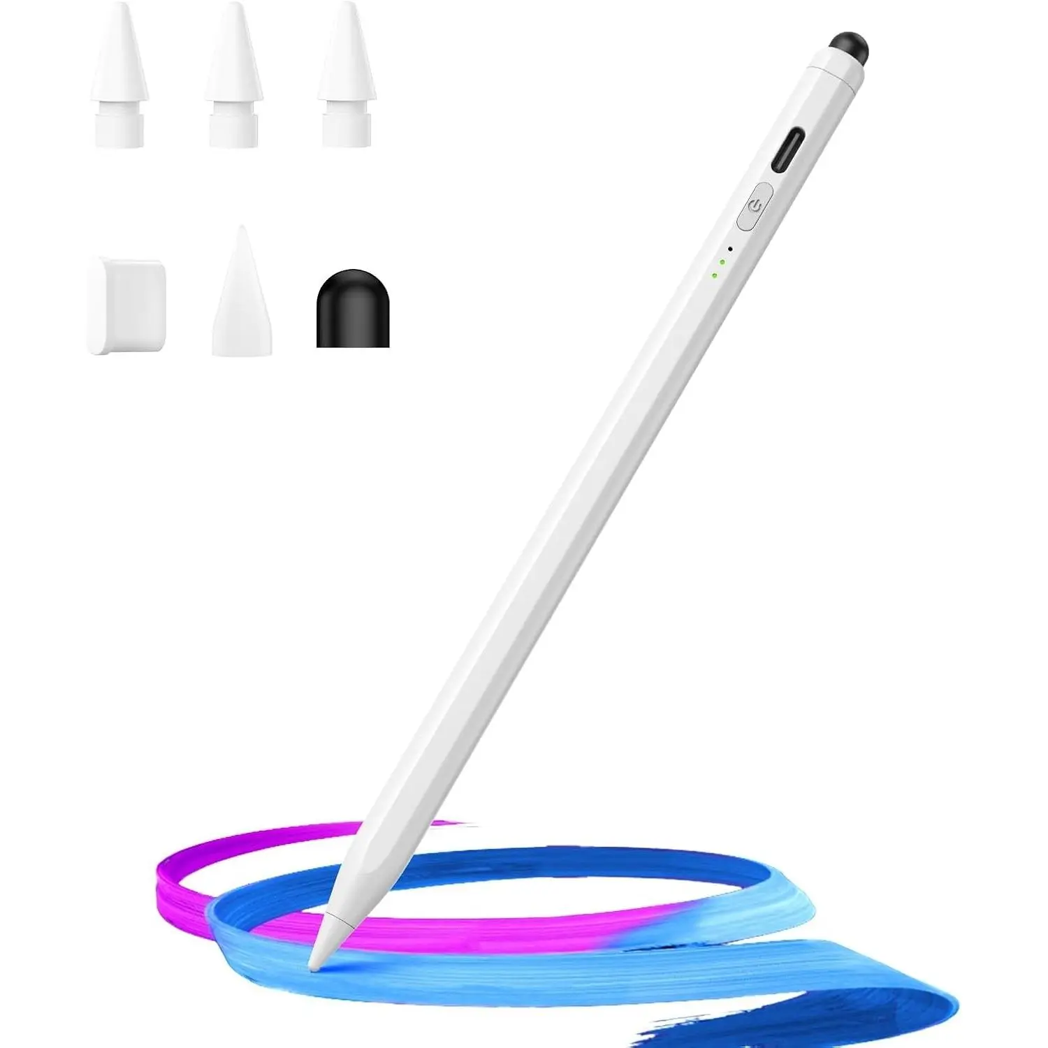 Dual Tip Stylus Pen for iPad 2025-2018,13 Mins Fast Charge with Tilt Sensitivity and Palm Rejection for iPad 11/10/9/8/7/6th Gen,Air 7/6/5/4/3/M3/M2, Pro 13"/12.9"/11"/M4, Mini 7/6/5th,White