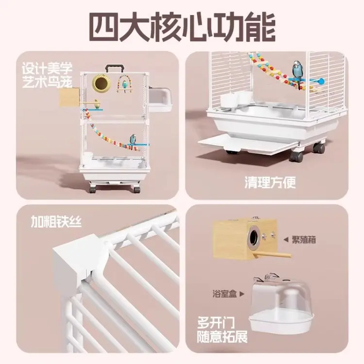 New Transparent Villa Bird Cage Double Layer Large Size Anti-Splash Horizontal Wire Special for Parakeet Cockatiel Budgie Parrot with Pet Toy Accessories New Transparent Villa Bird Cage Double Layer Large Size Anti-Splash Horizontal Wire Special for Parakeet Cockatiel Budgie Parrot with Pet Toy Accessories