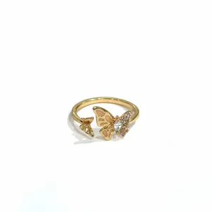 Butterfly ring gold plated 14 k