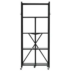 VEVOR 5-Tier Foldable Storage Shelf with Wheels 28 x 13 x 66-inch Metal Shelving