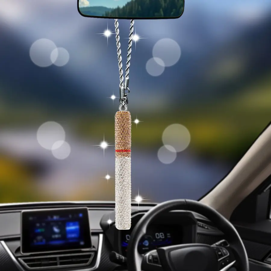 Sparkling Bling Car Mirror Charm - Trendy Statement Piece for Women, Glam Car Jewelry with 24/7 Sparkle, Urban Luxury Design, Durable & Chic Chain - Decoration