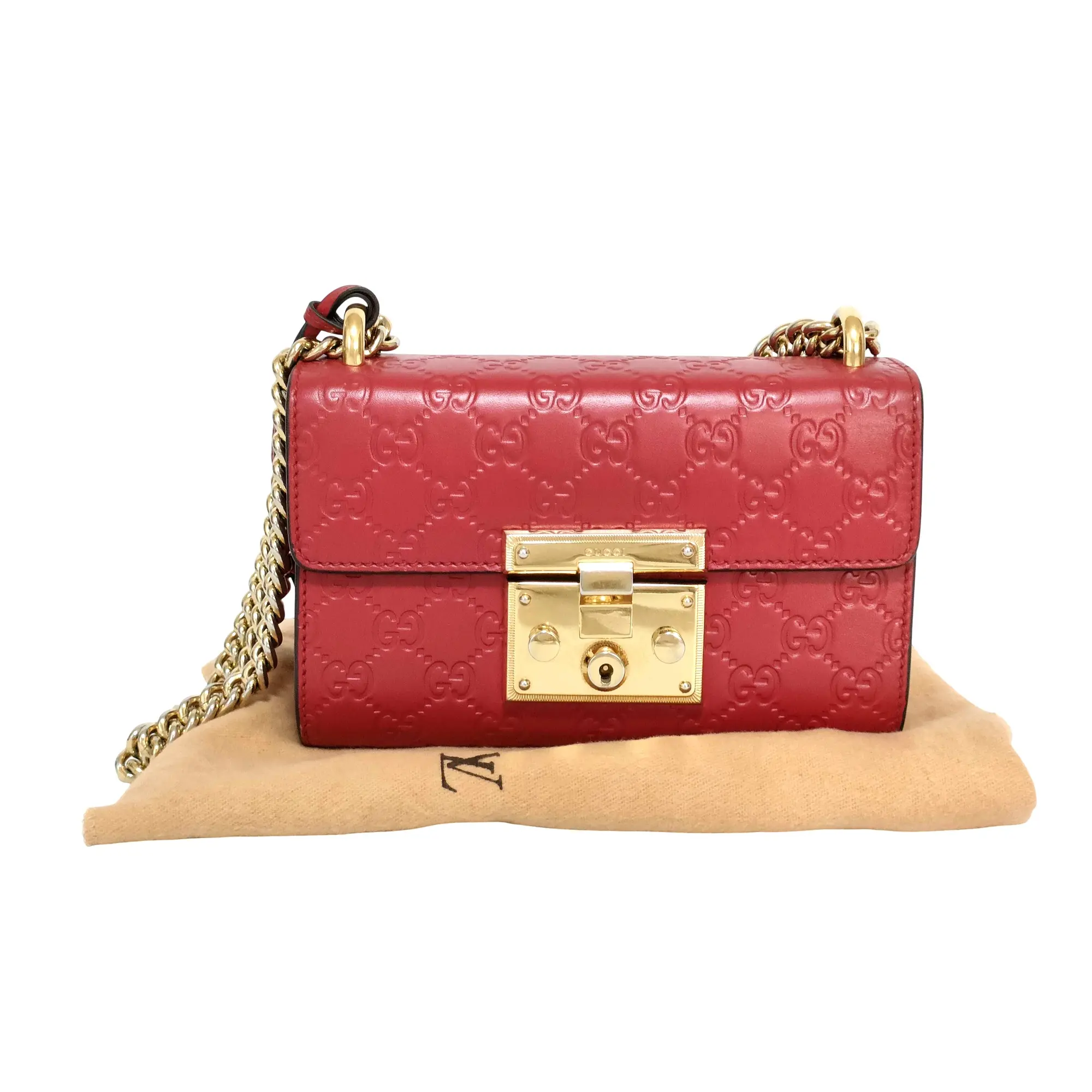 Pre-owned GUCCI leather Shoulder Bags Guccissima Small Padlock Chain Shoulder Bag (2260005106093)