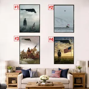 (No Frame) American Flag Cowboy On Horse Wall Art Freedom B2 Poster, Vintage Patriotic Western Print, Home Decor Made In USA