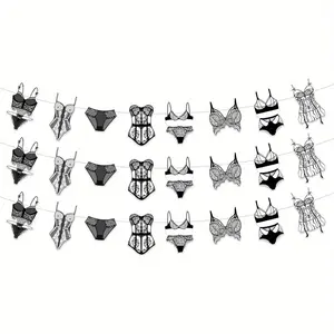 1Set Lingerie Party Decorations, Bras and Panties Banners Black for Lingerie Shower Underwear Bachelorette Bridal Shower Decorations Hen Wedding Party Supplies