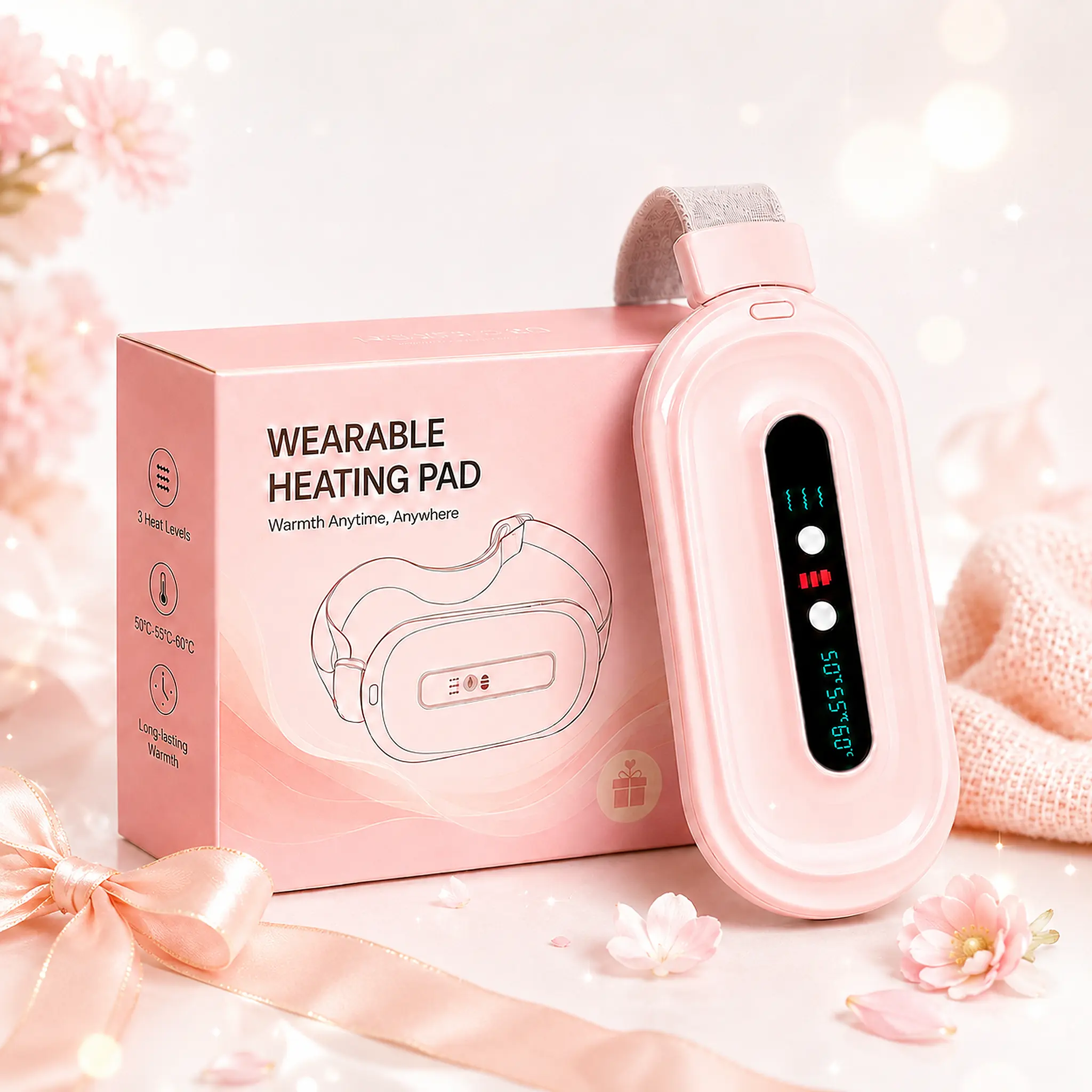 2026 New Warm You Cordless Heat & Massage Pad – Menstrual Cramp Relief Period Menstrual Belt, Back Pain Relief Heating Pad, Portable Thermal Therapy with 3-Temp Settings & 3 Vibration Modes, Gift Party Ideal Heating Period Belt