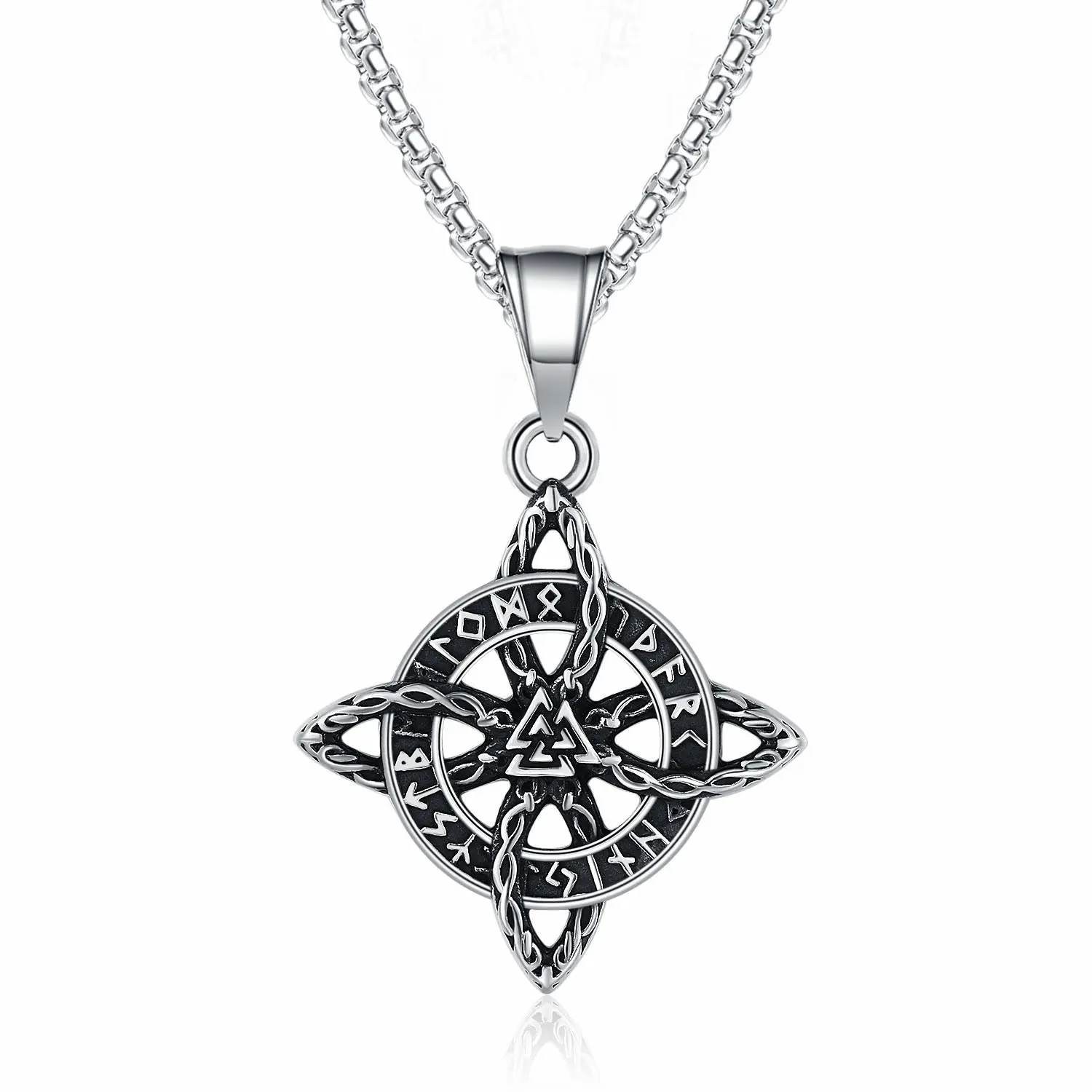 IXLUCK Unisex Witches Knot Pendant Necklace, Mystical Gothic Forged from Surgical-Grade Titanium Steel Wiccan Talisman, 23-Inch Long Chain, 1.82-Inch, Nickel-Free, Witchcraft Aesthetic, Protection, Ancient Wiccan Symbolism, Energy Cycle, Casual Daily Gift