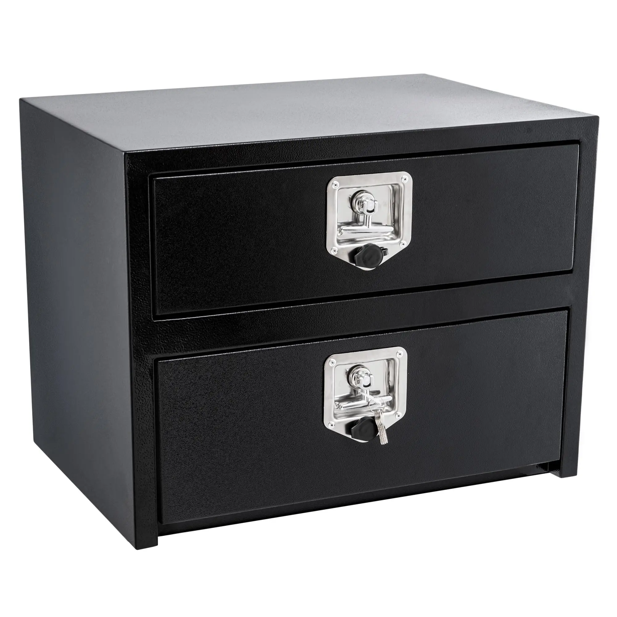 GARVEE 24" Black Steel Truck Tool Box w/Drawer, Two-tier Organizer Design for Truck Bed Tools, Secure with Lock & Keys, Waterproof Underbody toolbox for Pickup, Truck Bed, RV, Trailer, 24"x 18"x 20"