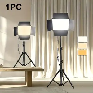 10 Inch Selfie Square Fill Light, 43 Inch Flexible Adjustable Tripod Stand, Three Color LED Light, Studio Video Lighting, Video Recording Makeup Live Streaming Gift