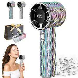 Portable Mini Fan with Battery Display Flashlight, USB Rechargeable Lithium Ion Battery, Lightweight Personal Cooling for Indoor Outdoor Travel, USB Handheld Fan, Multipurpose Handheld Fan