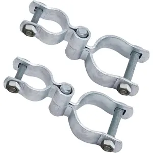 2 Pack 1-3/8" x 2-3/8" Chain Link Fence Gate Hinge Kit, Heavy Duty Galvanized Steel Gate Hinges with Bolts & Nuts Included