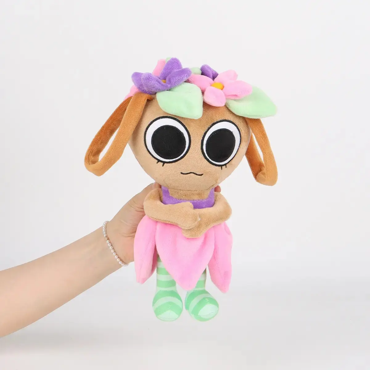 Dandy's World Bassie Plush Toy - Cute Anime Doll with Floral Headband & Pink Dress - Perfect for Kids Birthday & Christmas Gifts - Stuffed Animals Fun & Versatile Uses, Kawaii Aesthetic, Toys For Toddlers