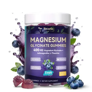 Totaria Magnesium Glycinate Gummies | 400mg with Ashwagandha, L-Theanine, High Absorption for Sleep, Relaxation, Brain & Muscle - 60 Count Blueberry Flavor (Sugar Free & Vegan)
