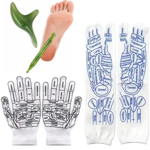 3pcs Reflexology Socks with Tools and Gloves Set, Unisex Pressure Point Socks with Reflexology Tools, Acupuncture Socks Kit for Foot Massage, Foot Massage Sock Guide