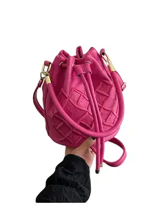 Women's Water Bucket Bag, Fashion Casual Woven Handbag, Drawstring Crossbody Bag, Small Clutch Purse for Ladies, Handbag Sling Bag