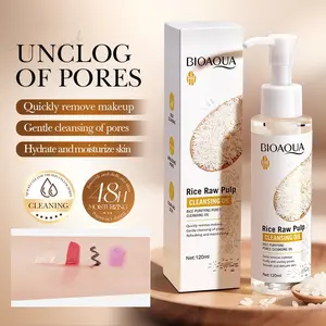 120ml  Rice Puriying Pores Moisturizing Cleansing Oil, Deep Cleansing Formula for Oily Skin, Gentle & Effective Makeup Remover, Suitable for Daily Use