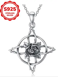 Women's 925 Silver Pendant Necklace, Witchcraft Charm Jewelry Gift, Christmas Present for Men & Women, Unique Design