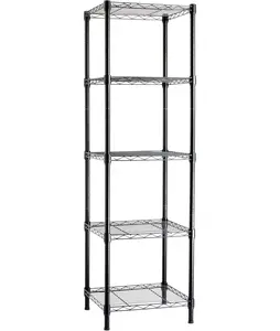 5-Shelf Tower Adjustable Storage Shelving Unit for Garage, Rust-Resistant Steel, 150 lbs Per Shelf, 16"W x 16"D x 54"H, Black