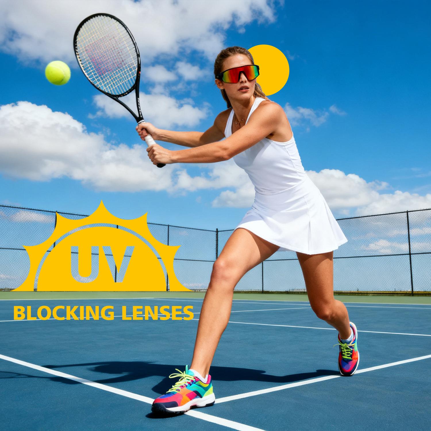 Red Mirrored Cycling Sunglasses for Men Women, Oversized PC Frame & Lens, 150mm Wide Shield Sports Glasses, UV Protection