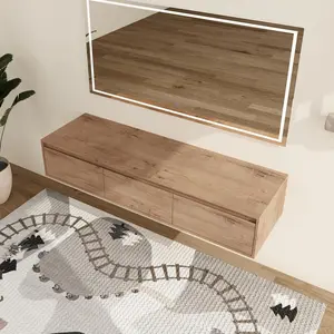 60 inch Floating Cabinet with 3 Drawers, 60" Wall Mounted Engineered Wood Desktop Storage Cabinet, Soft Close Drawer