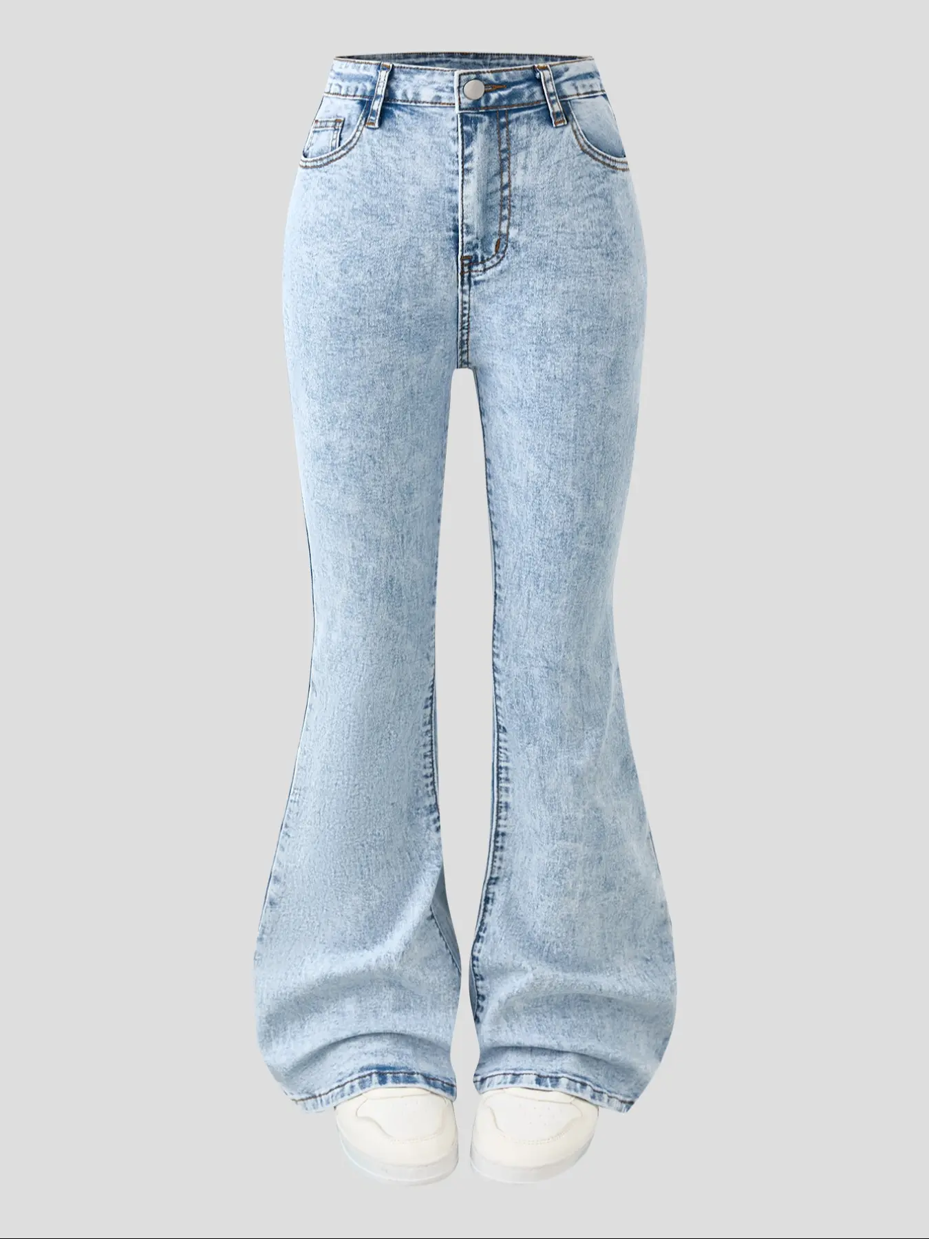 graphics design washed flare denim Denim On Denim Printed Flare 