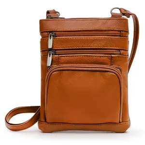Genuine Leather Crossbody Bags for Women&Men, Multi Pocket Crossbody Purse with Adjustable Strap, Soft & Durable Leather Purse