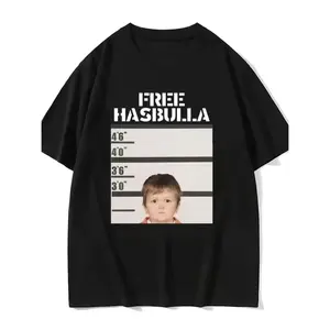 Humorous Hasbulla Meme Graphic T-Shirt for Men and Women Casual Cotton Crew Neck Tee with Playful Portrait Design Comfortable Short Sleeve All Season Casual Wear Playful Print Cotton T Shirt