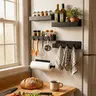5-Piece Heavy Duty Magnetic Metal Spice Rack Set with Paper Towel Holder - Home Goods, Rectangle Home Organizer, Magnetic Design, No-Drill Universal Mount, Waterproof Storage Shelf for Fridge, Toilet, Kitchen