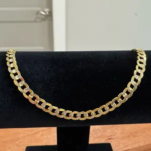 Manilla cubana adiamantada size 8” en oro 14k