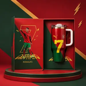 KJ 4Ronaldo 7 Portugal Legend 40oz Tumbler With Handle – Soccer Champion Stainless Steel Cup, Vacuum Insulated Travel Mug, Iced Coffee Drinkware, Gift For Football Fans