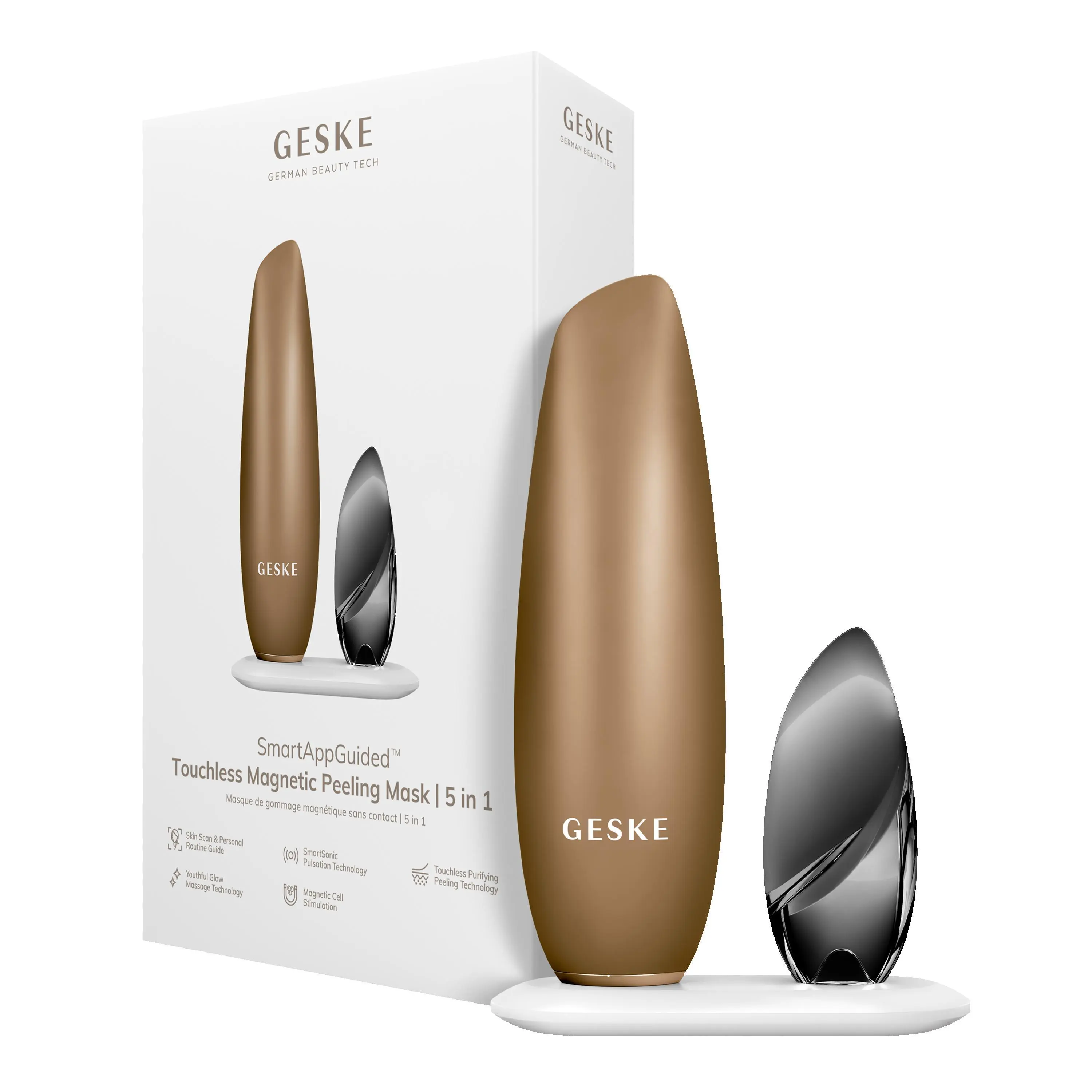 GESKE SmartAppGuided™ Touchless Magnetic Peeling Mask 5 in 1 | Magnetic Face Mask | Removes Impurities | Facemask | Pore Cleansing | Skincare for All Genders | Best of Face Masks | Clean Skin Glow
