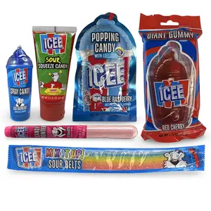 Icee Candy Ultimate 6 Full-Size Sweet-and-Sour Candies, Artificial Cherry-Strawberry Snack, Caffeine-Free Treat